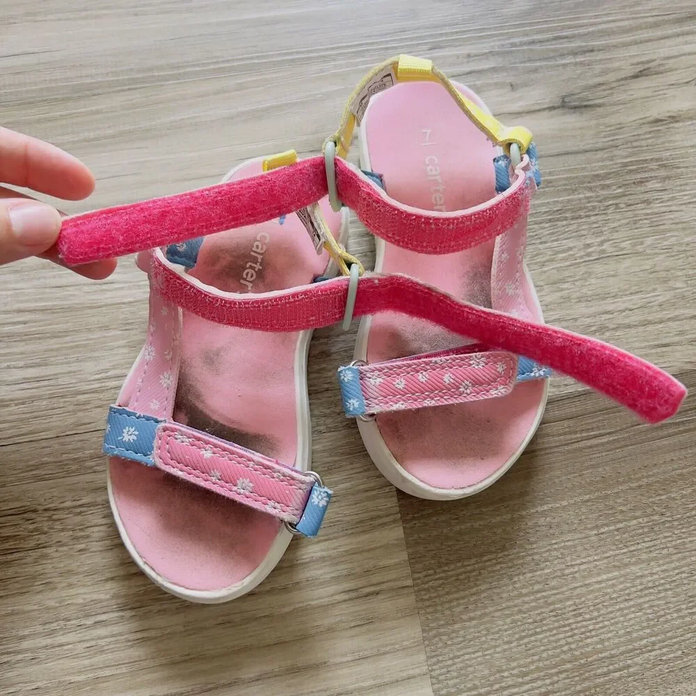 Carter’s Valencia Toddler Girls Pink Open Toe Sport Sandals Size 7M
